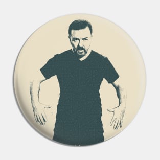 Comedy Legend  Ricky Gervais Portrait Pin