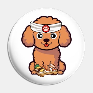 Funny brown dog is a sushi chef Pin