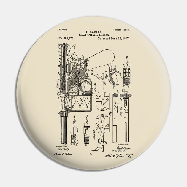 Mauser C96 Broomhandle Patent - Blueprints, Schematics, Gunsmith Pin by SpaceDogLaika