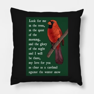 Loved One Cardinal Condolence Message and Illustration Pillow