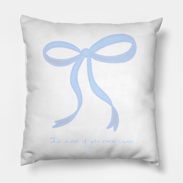 Cute Coquette baby blue ribbon bows repeating pattern seamless girly aesthetic this is me if you even care Pillow by JuneNostalgia