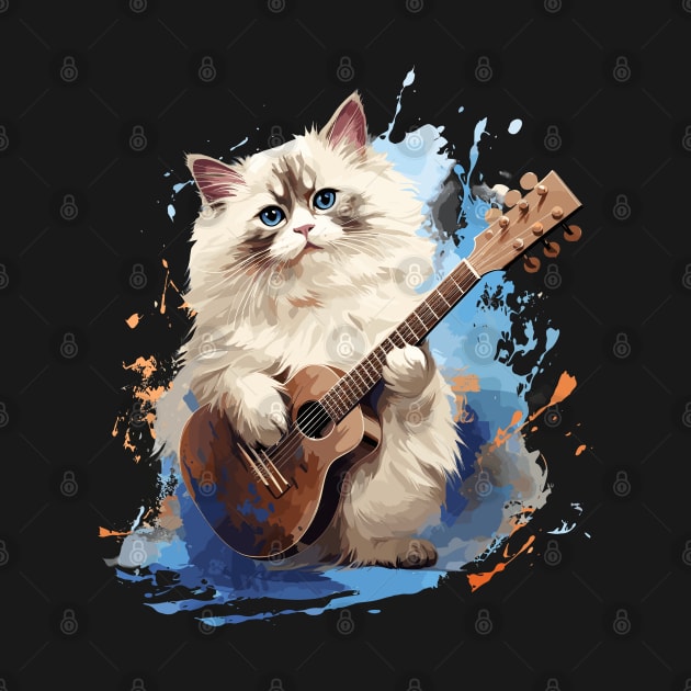 Ragdoll Cat Playing Guitar by Graceful Designs