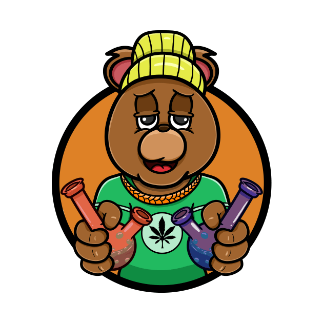 Bong Bear Head Cartoon Mascot by tedykurniawan12