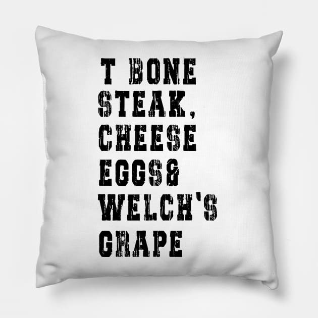 TBone Steak, Cheese Eggs, Welch's Grape - Guest Check Pillow by Ksarter