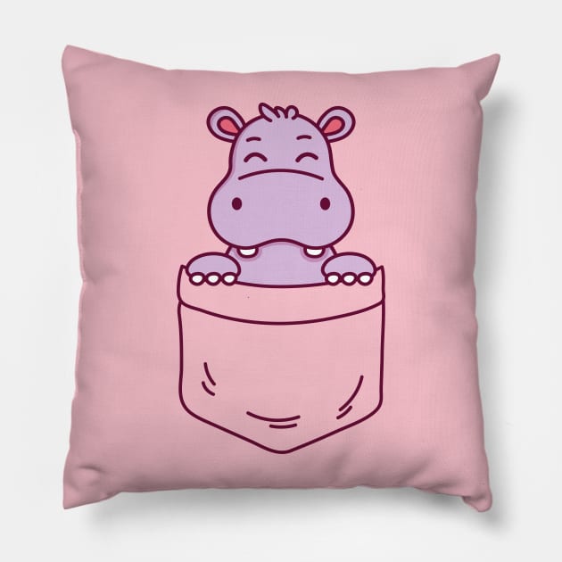 Baby Hippo in a Pocket Kawaii Hippopotamus Pillow by Cuteness Klub