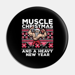 Ugly Christmas Workout Lifting Santa Claus Gym Fitness Gift Pin