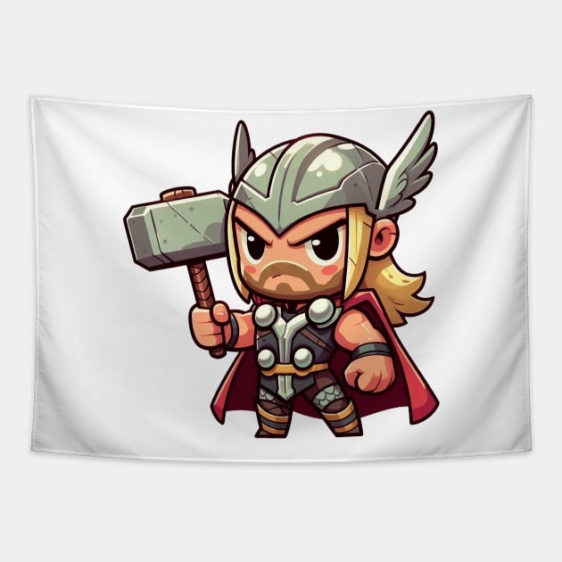 Cute Thor from scandinavian mythology Tapestry by Dmytro