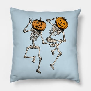 Dancing Pumpkin Head Skeletons Pillow