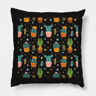 Potted Cactus Plants with Cute Faces Pillow