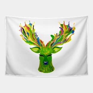 Blooming colorful spring deer Tapestry