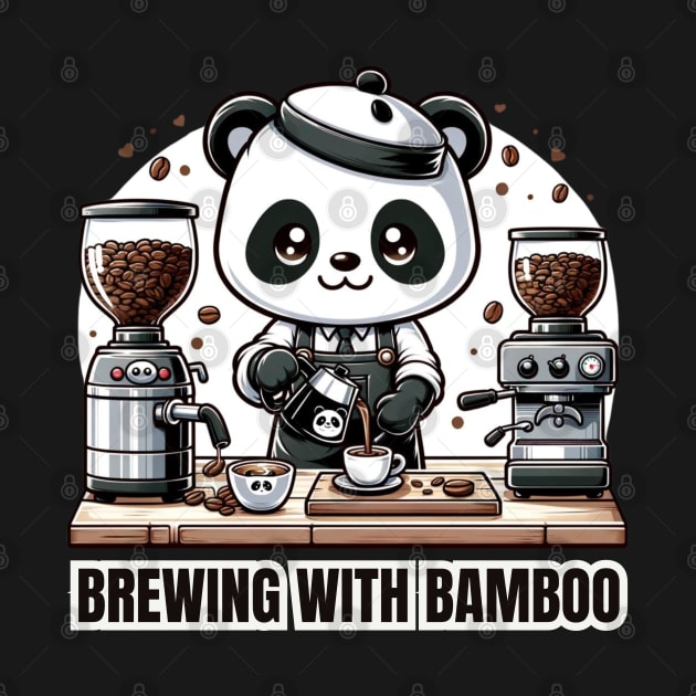 Barista Panda - Brewing With Bamboo Coffee Lover Shirt by vk09design