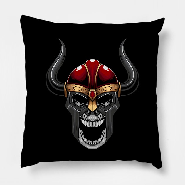 Viking Skull 1.4 Pillow by Harrisaputra