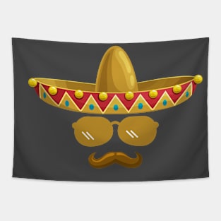 FUNNY SOMBRERO FACE CINCO DE MAYO Tapestry