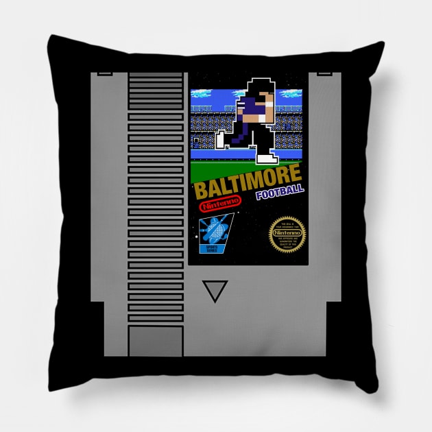 Baltimore Football 8 bit cartridge design Pillow by MulletHappens