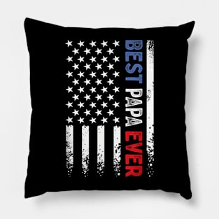 Father's Day Best Papa Ever with US American Flag Pillow