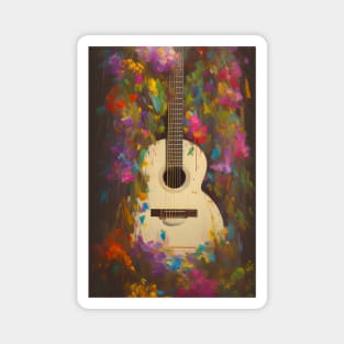 Acoustic Guitar with Flowers Watercolor Magnet