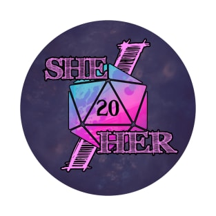 She Her Pronouns d20 T-Shirt