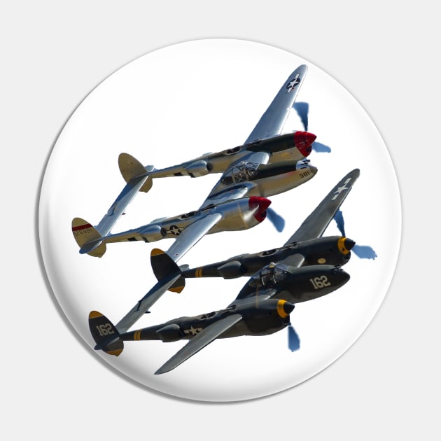 P-38s Formation No Background Pin by acefox1