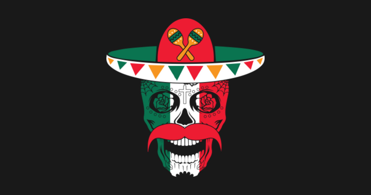 Sugar Skull With Mexican Flag Color Cinco De Mayo - Cinco ...