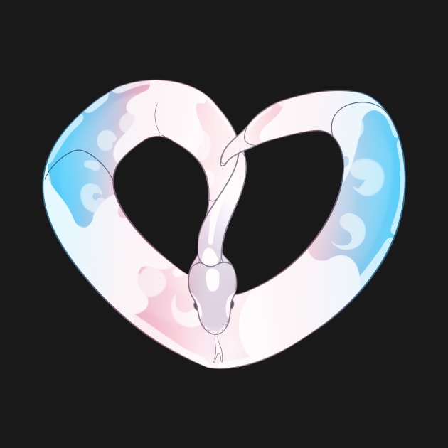 Ball Python Heart (Trans Pride Design) by larkspurhearts