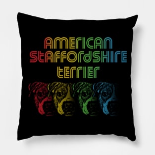 Cool Retro Groovy American Staffordshire Terrier Dog Pillow