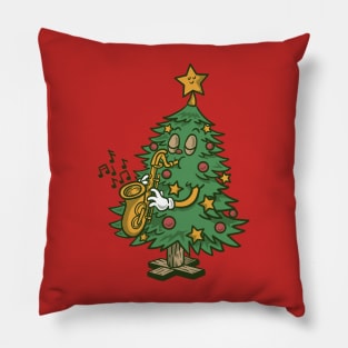 Christmas tree playing saxophone Pillow