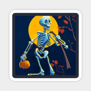 Trick-or-Treating Skeleton Magnet