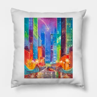 DuSable Bridge. Chicago at Night Pillow