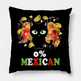 0% Mexican Funny Cat Tacos Chips Hot Sauce Cinco de Mayo Pillow