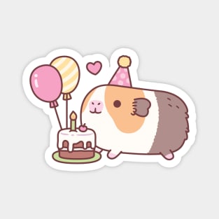 Cute Guinea Pig And Birthday Cake Magnet