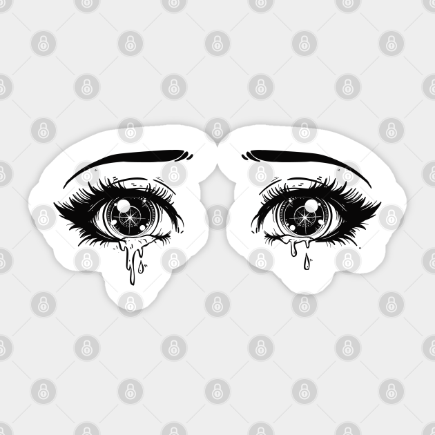 Anime eyes crying - Eyes - Sticker | TeePublic Anime eyes crying - Eyes - Sticker | TeePublic