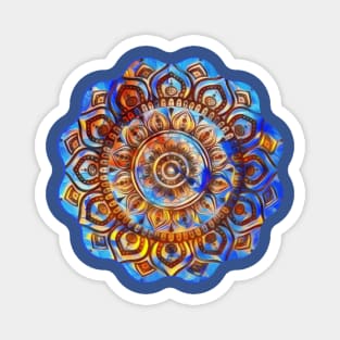 Digital Fluid Art Design - Flip Cup Technique - Blue Mandala Magnet