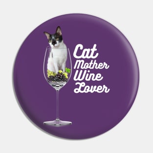 Cat Lover, Wine Mother Pin