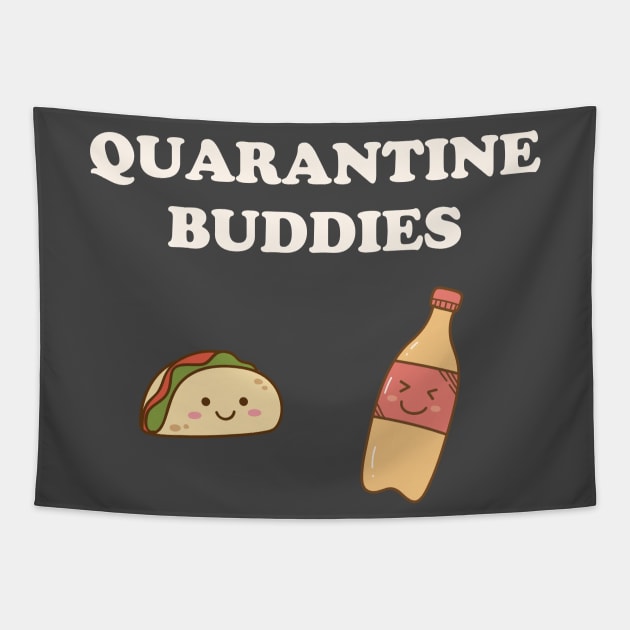 Quarantine Buddies Tacos and Soda Tapestry by Golden Eagle Design Studio