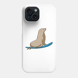 Seal as Surfer with Surfboard Phone Case