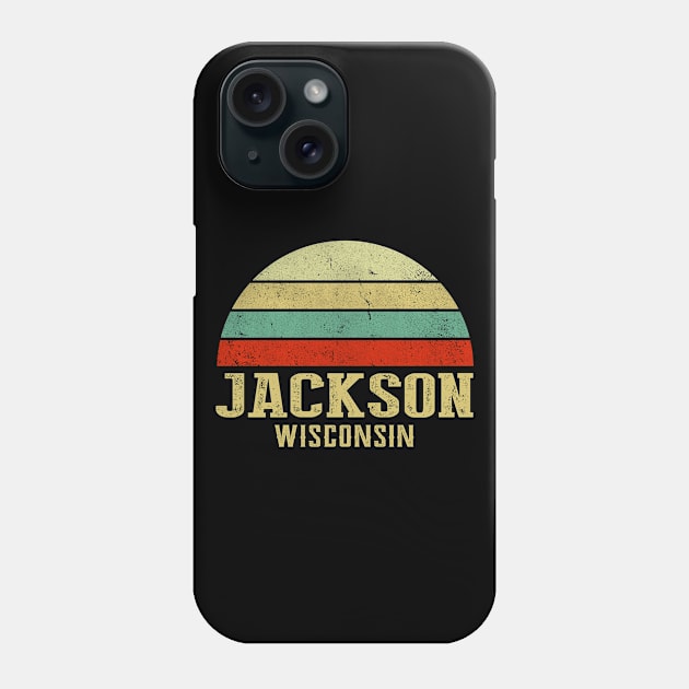 Jackson Wisconsin Vintage Retro Sunset Phone Case by Curry G