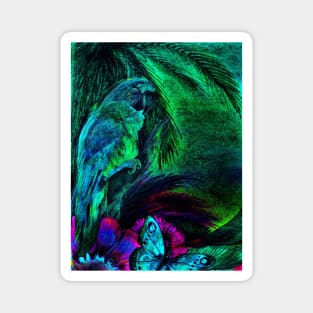 NEON PARROT DECO POSTER TROPICAL MACAW ART PRINT Magnet