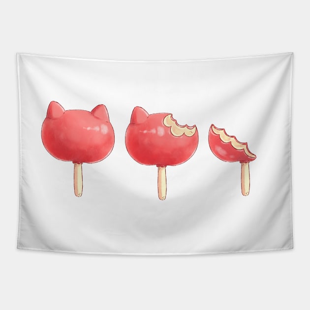 Kitty Candy Apple Tapestry by susanmariel
