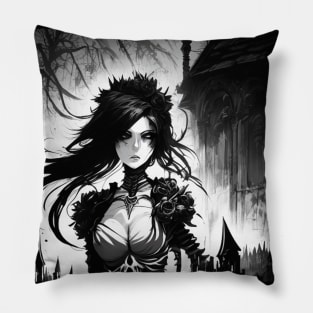 The Witching Hour: A Dark Art Print for Night Owls Pillow