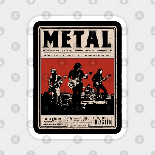 Heavy Metal Band Poster - Tech Noir Music Propaganda Magnet by TuncGK