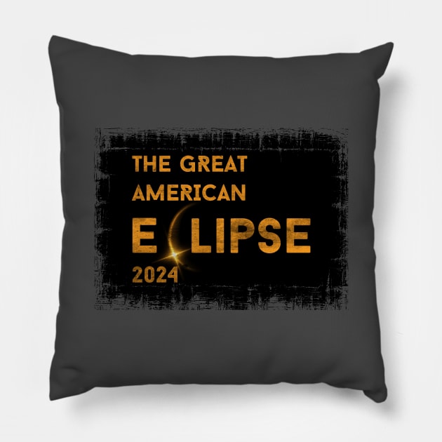 THE GREAT AMERICAN ECLIPSE 2024 GRUNGE Pillow by WeirdFlex