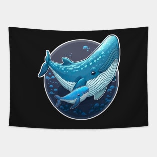 Baby and mama whale Tapestry