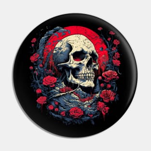 Grim and Grit: Vintage Grunge Skull Graphic Tee Pin