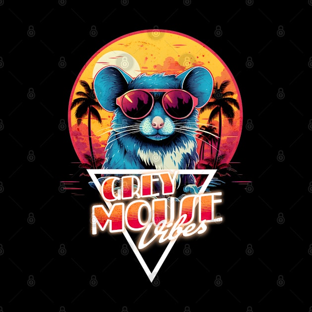 Retro Wave Grey Mouse Vibes by Miami Neon Designs