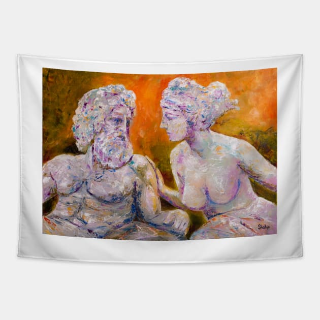 Heroic Nudity. Man and Woman Tapestry by NataliaShchip