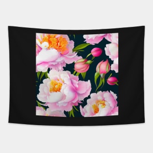 Watercolor peony painting Tapestry