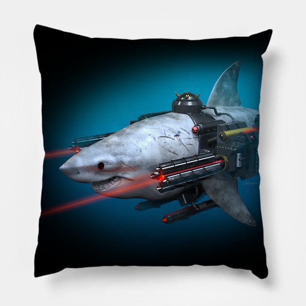 Happy Shark Pillow by RDNTees