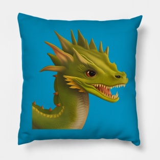Baby Green Dragon on Transparent Background Pillow