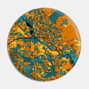 Boise Map Pattern in Orange & Teal Pin