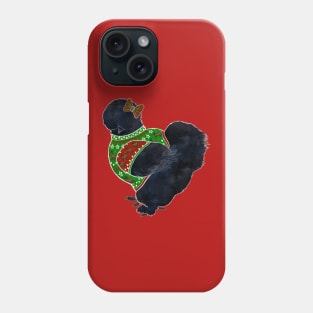 Black Silkie Chicken In An Ugly Christmas Sweater & Bow Phone Case